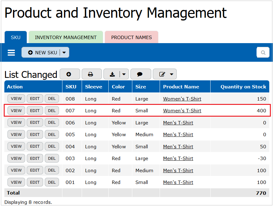 sample inventory management database tables